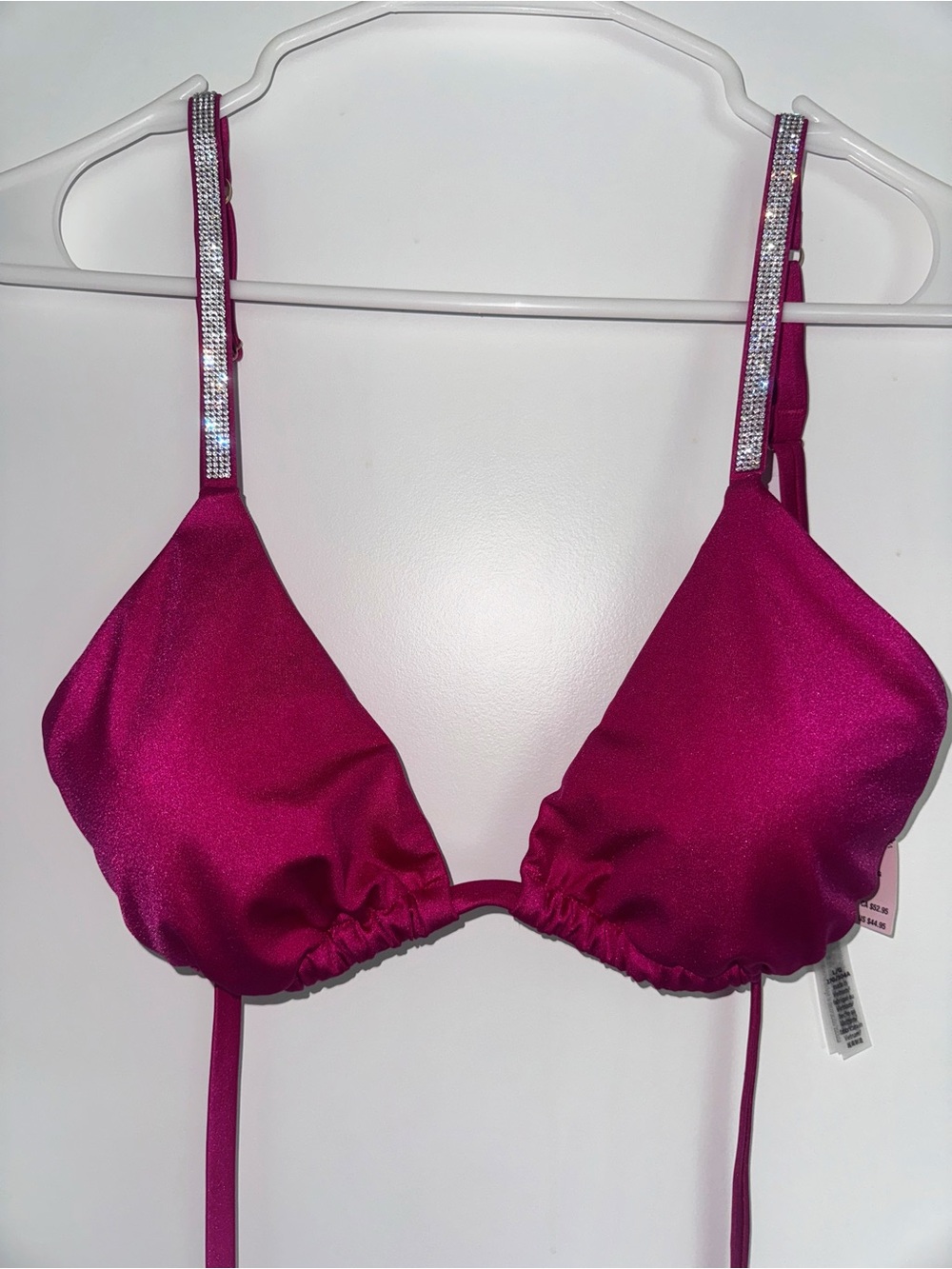 Victoria's Secret Magenta Triangle Bikini Top with Rhinestone-Strap Detail